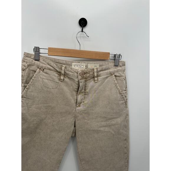 Chino by Anthropologie Slim Khaki Brown Cropped Ankle Pants Women 26 Slim - Picture 5 of 9